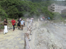 雲仙地獄で地熱体感